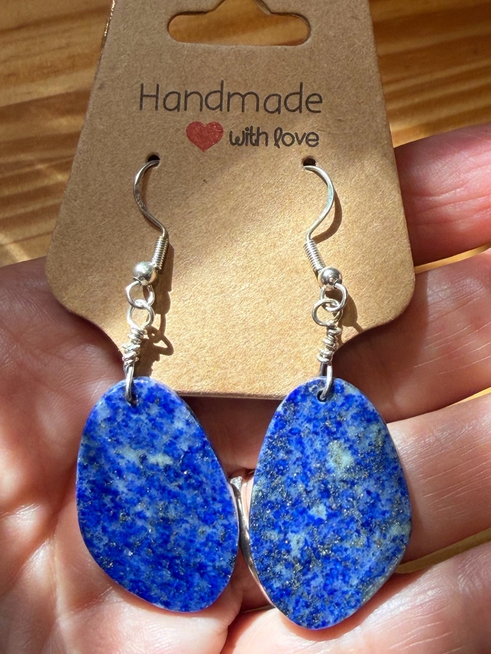 Lapis Blue Teardrop Stone Earrings